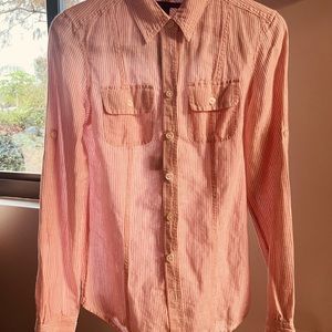 Banana republic pink stripes classic excellent condition petite size 0
